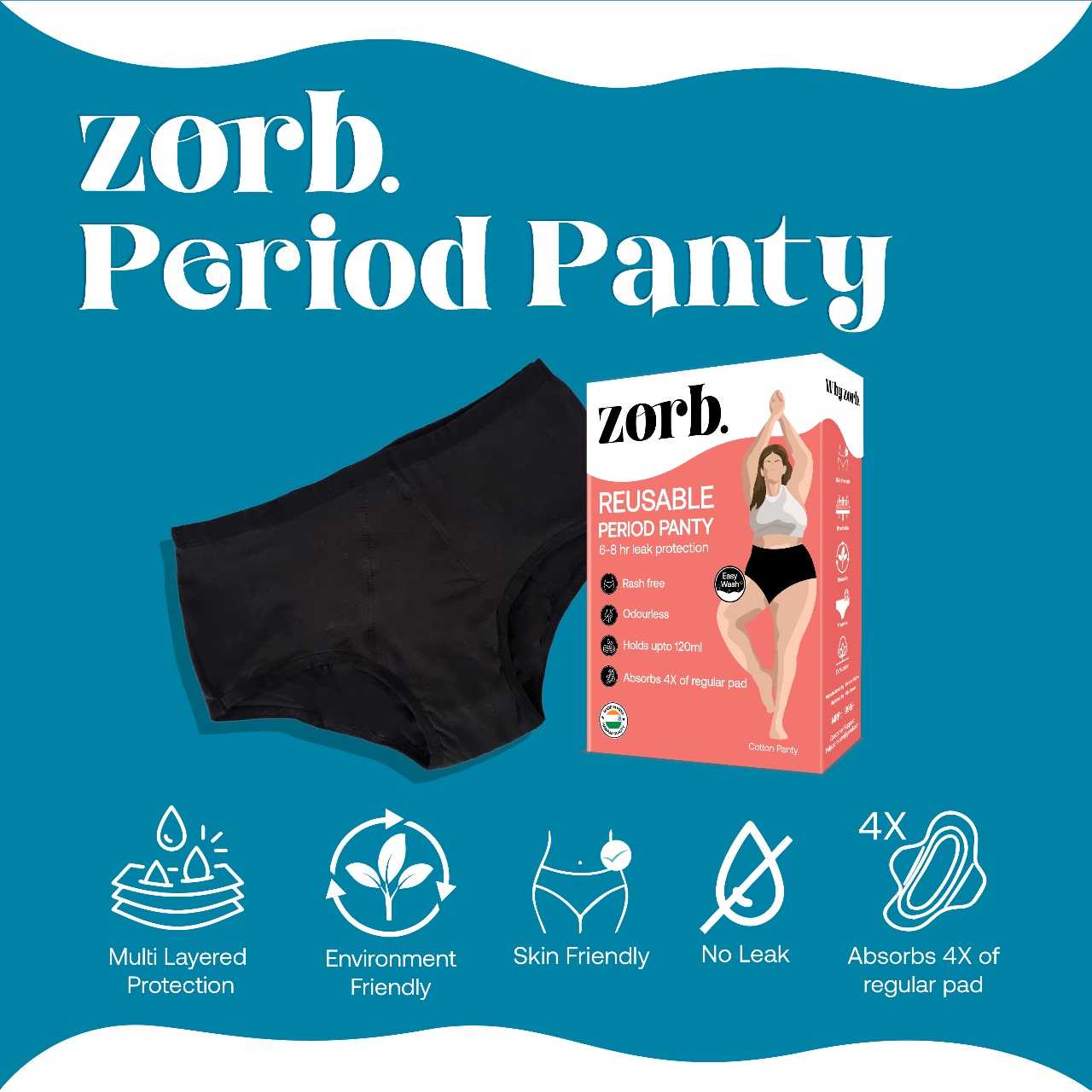 Zorb. Reusable Period Panty (Navy Blue)